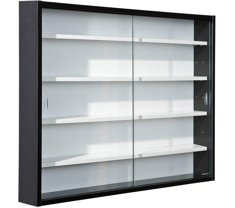 Vitrine Murale Pour Miniature En Panneaux De Particules Blanc Et Noir, L80 X P9,5 X H60 Cm