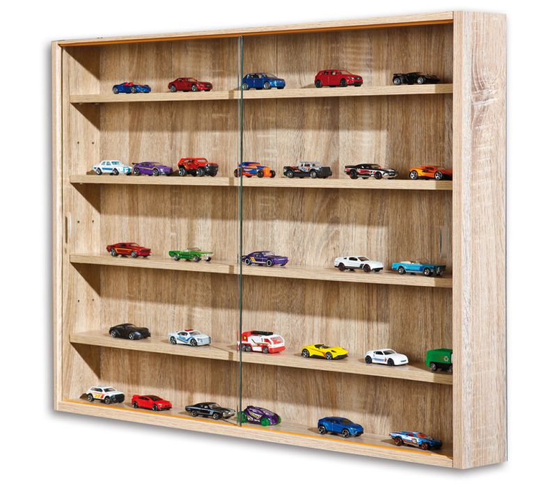 Vitrine Murale Pour Miniatures En Panneaux De Particules Coloris Sonoma, L80 X P9,5 X H60 Cm