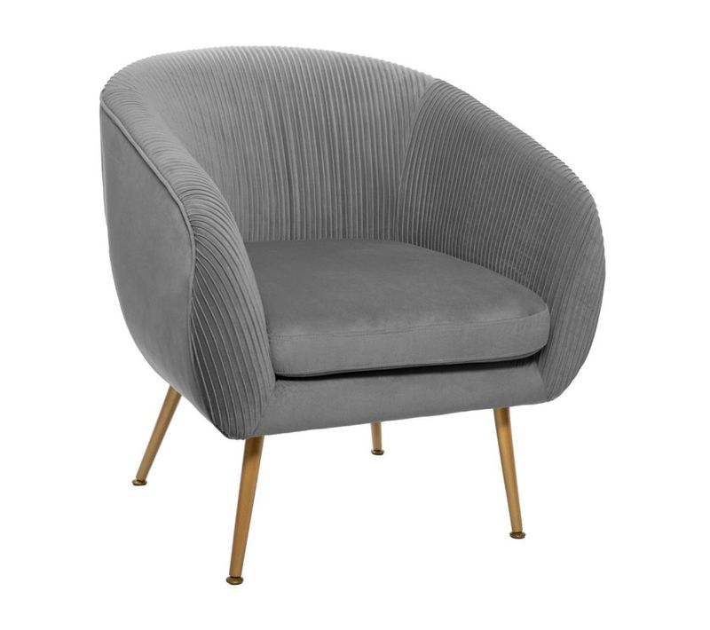 Fauteuil En Velours Pliable Coloris Gris - L. 74 X L. 70 X H. 78 Cm