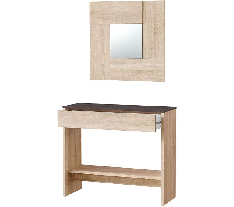 Meuble D'entrée Coloris Chêne Canadien / Effet Industriel.