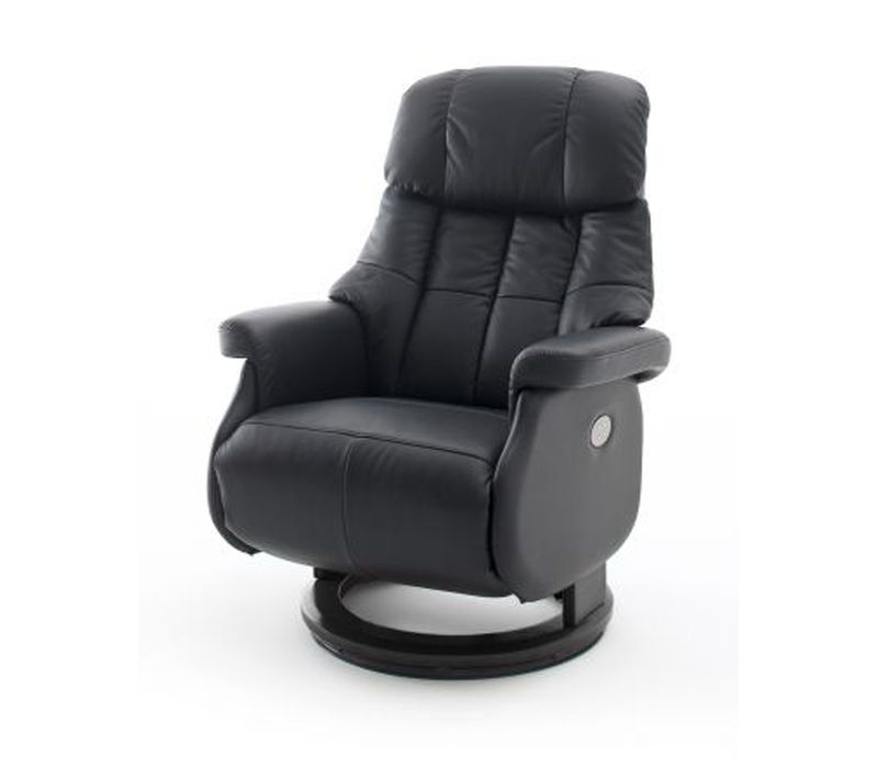 Fauteuil Relax En Cuir Coloris Noir - 82 X 111 X 86 Cm -pegane-