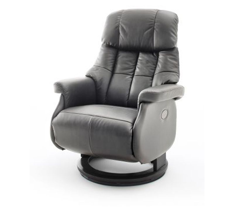 Fauteuil Relax En Cuir Coloris Gris Foncé / Noir - 82 X 111 X 86 Cm -pegane-
