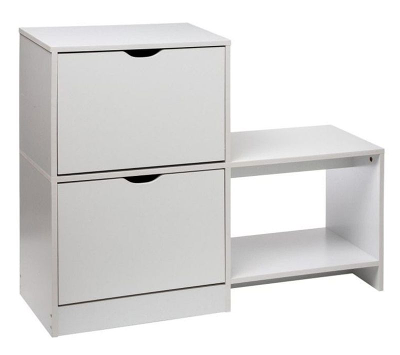 Meuble à Chaussures En Bois Coloris Blanc - L.100 X P.32 X H.80 Cm