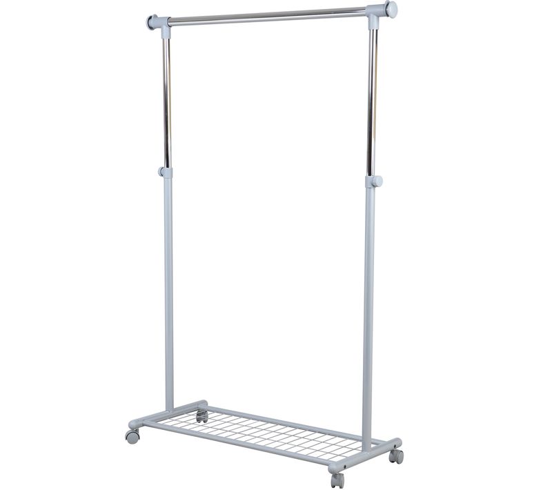 Portant Simple à 4 roulettes En Métal Coloris Gris Clair - 95 X 105 X 44 Cm