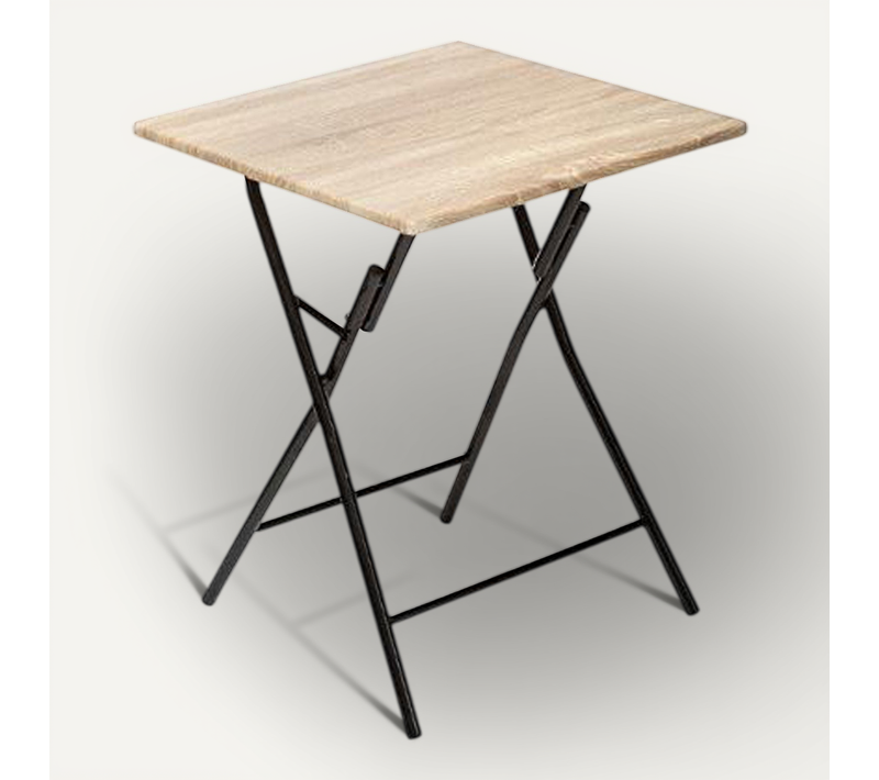 Table D'appoint Pliante En Métal Coloris Beige - L.60 X L.60 X H.75 Cm