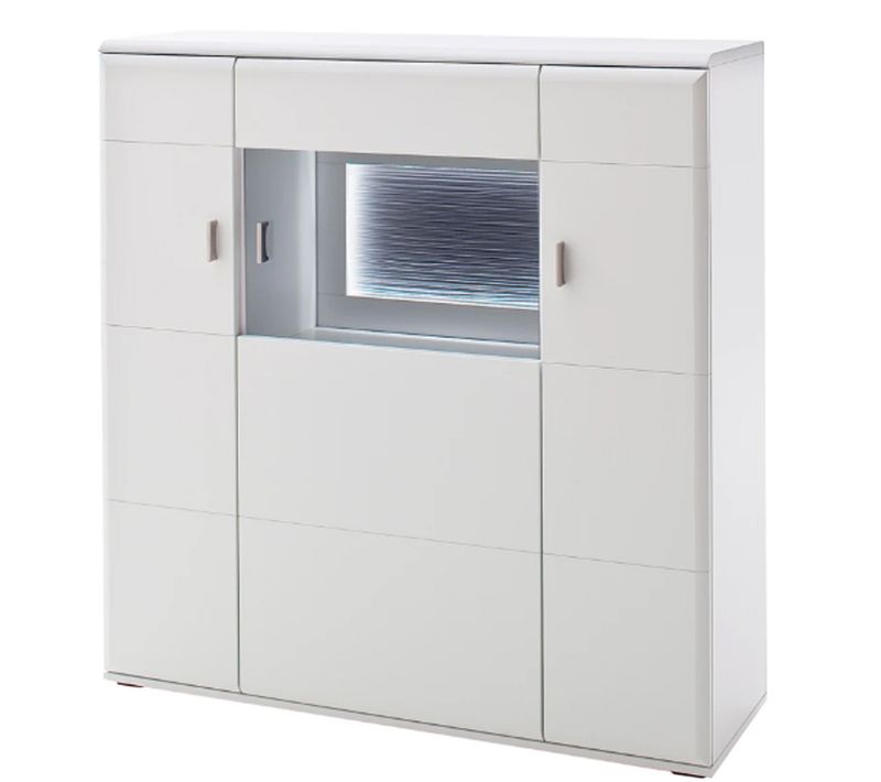 Buffet / Vaisselier En Bois Coloris Blanc Mat - L.120 X H.124 X P.38 Cm