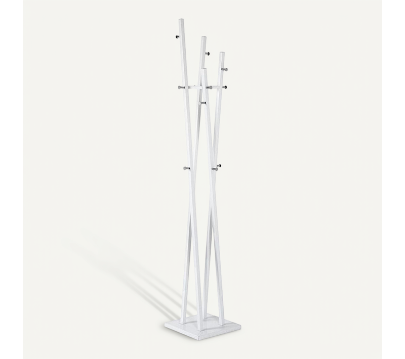 Portemanteau Coloris Blanc-chromé En Acier - L 35 X P 35 X H 192 Cm