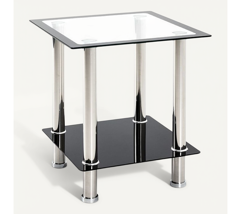 Table D'appoint Coloris Inox- Noir En Métal - L 40 X P 40 X H 46 Cm
