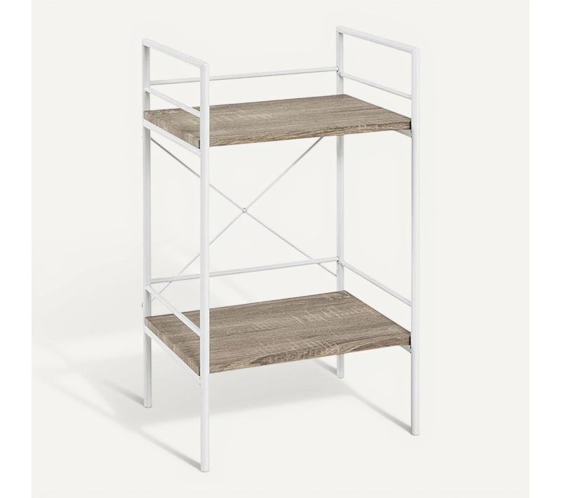 Etagère Coloris Blanc-chêne Clair En Acier - L 34 X P 27 X H 62 Cm