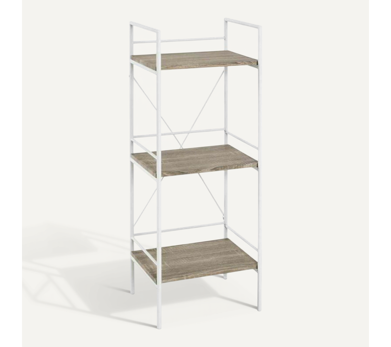 Etagère Coloris Blanc-chêne Clair En Acier - L 34 X P 27 X H 96 Cm