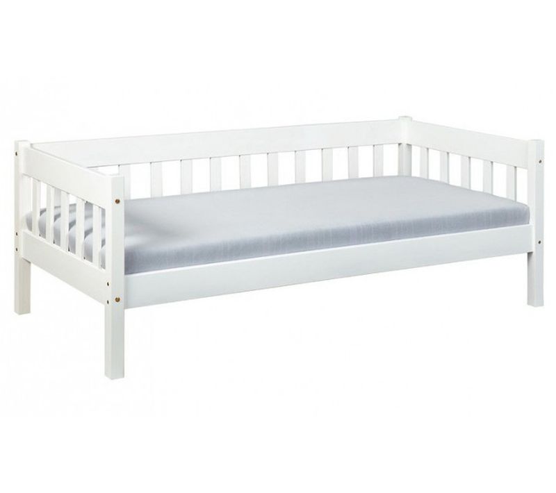 Lit Banquette En Pin Massif Coloris Blanc - L.100 X H.70 X P.209 Cm