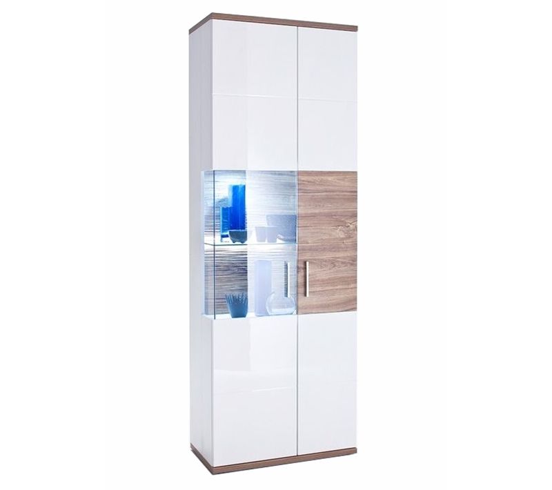 Vitrine Droite Coloris Blanc Brillant- L. 70 X H. 199 X P. 37 Cm