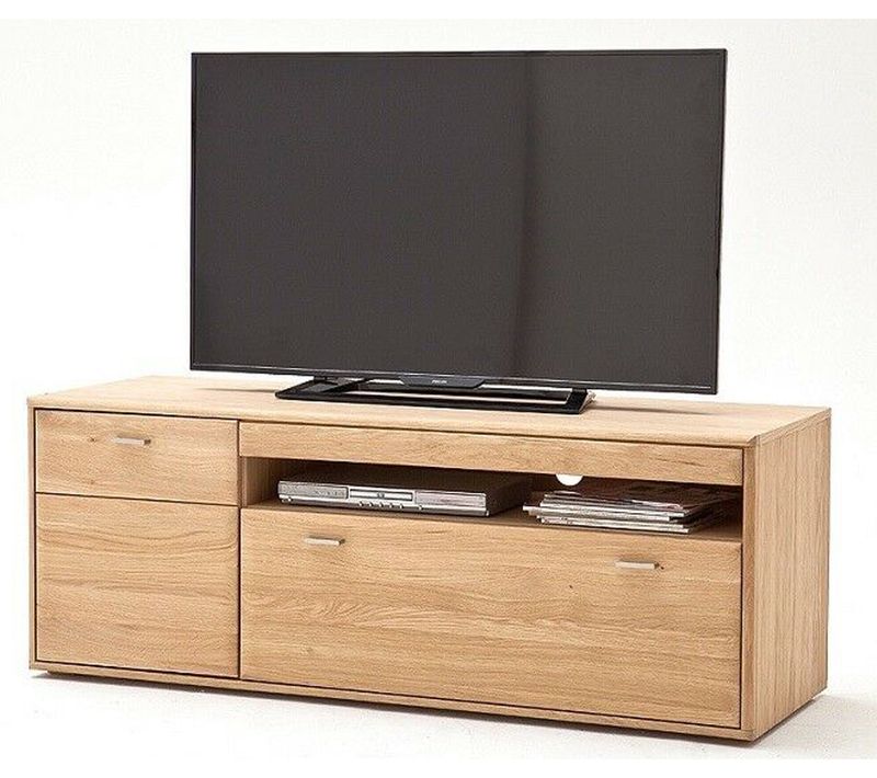 Meuble TV Coloris Hêtre Huilé - L. 149 X H. 56 X P. 52 Cm