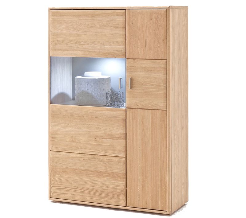 Vaisselier Droite Coloris Chêne Blanchi Huilé - Longueur 94 X Hauteur 140 X Profondeur 39 Cm