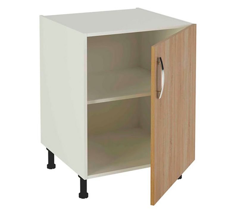 Meuble Bas De Cuisine 1 Porte Coloris Chêne Cortez - Hauteur 85 X Longueur 60 X Profondeur 58 Cm