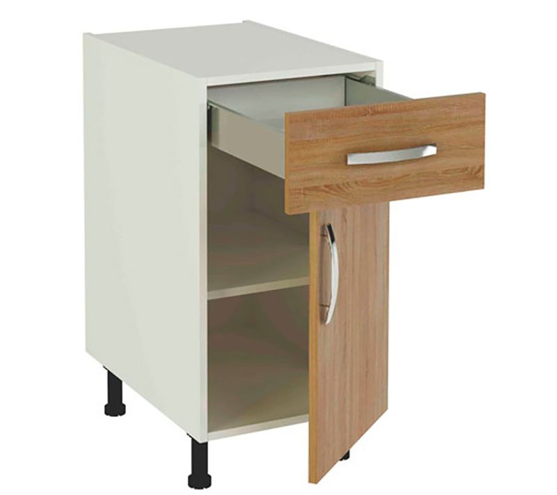 Meuble Armoire De Cuisine 1 Porte + 1 Tiroir Coloris Chêne Cortez