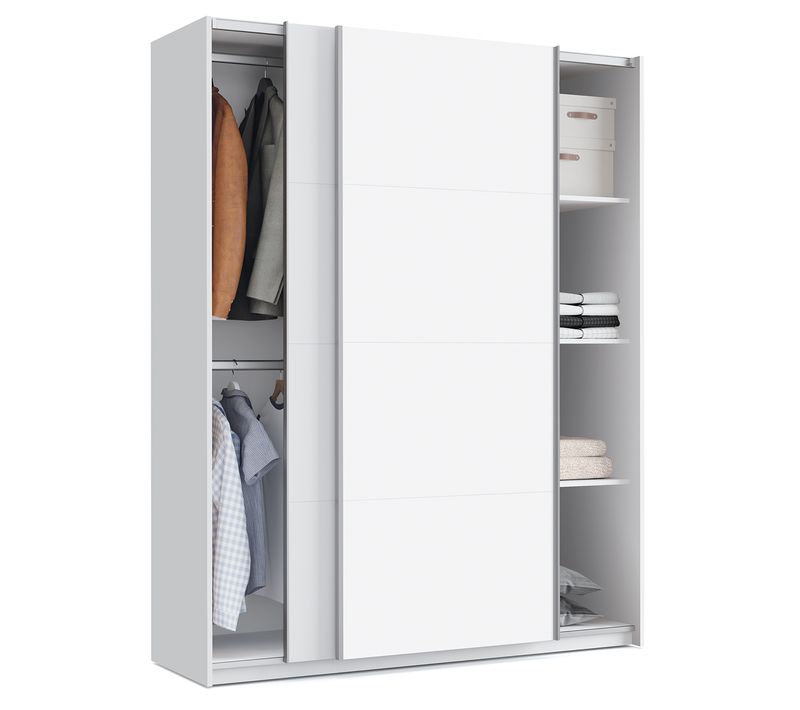 Armoire Placard / Meuble De Rangement Coloris Blanc - H. 200 X L. 150 X P. 62 Cm