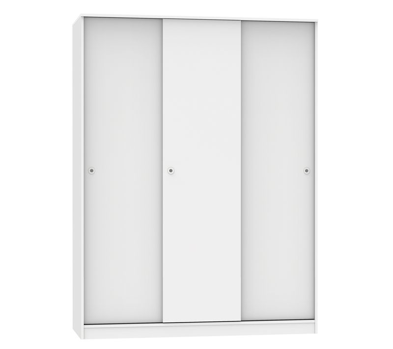Armoire Avec 3 Portes Coulissantes Coloris Blanc - H. 200 X L. 150 X P. 55 Cm