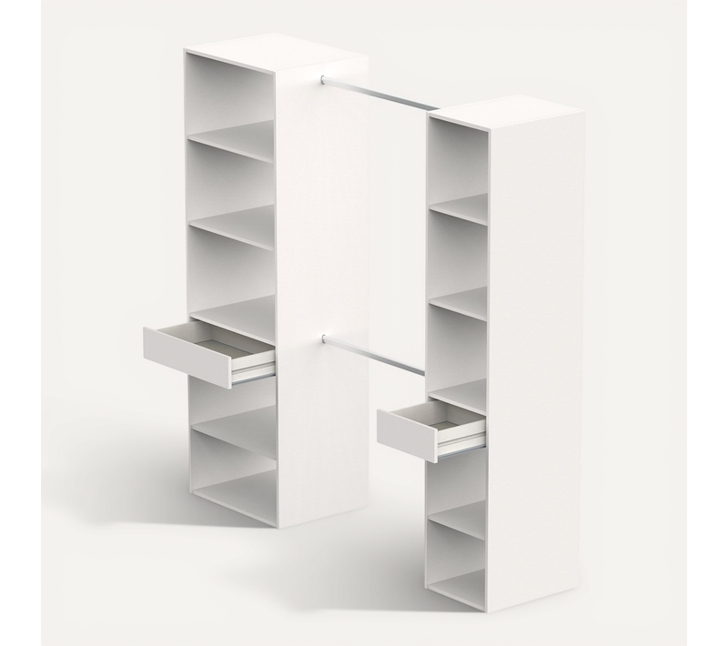 Armoire Dressing Coloris Blanc - H. 200 X L. 200 X P. 50 Cm