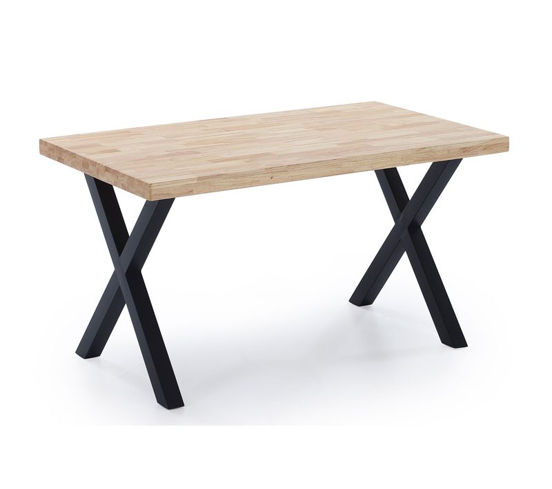 Table à Manger En Bois Coloris Chêne / Pieds Noir - Longueur 140 X Profondeur 80 X Hauteur 76 Cm