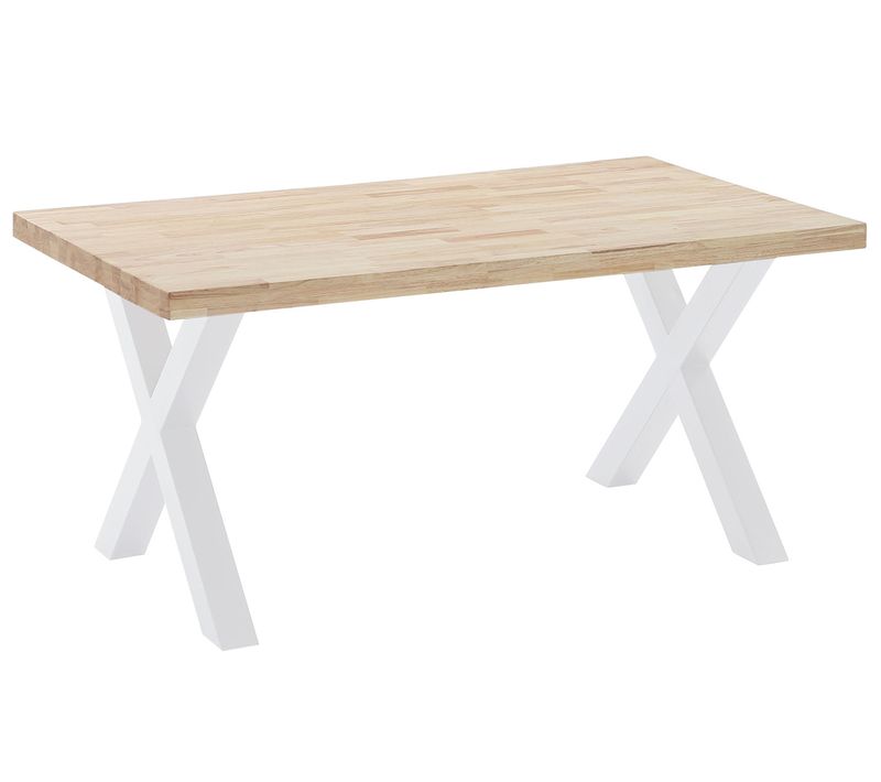 Table à Manger En Bois Coloris Chêne Nordique / Pieds Blanc - L. 160 X P. 90 X H. 76 Cm