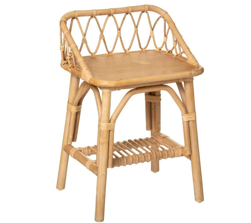 Table De Chevet / Table De Nuit Enfant En Rotin - L. 37 X P. 30 X H. 56 Cm