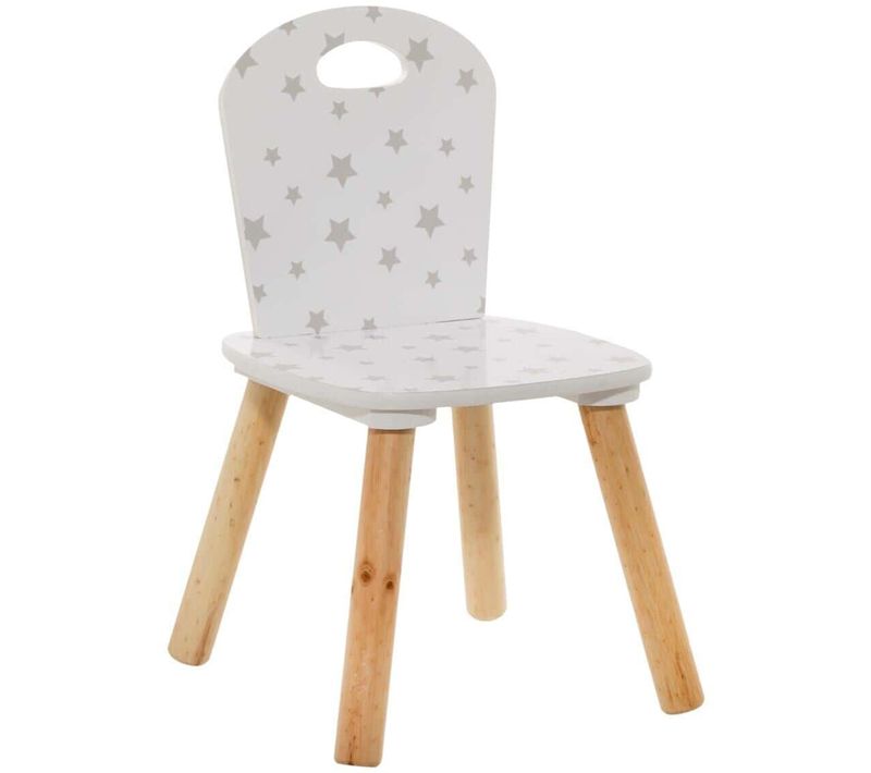 Chaise Enfant Coloris Blanc Motif Étoiles - L. 32 X P. 31,5 X H. 50 Cm