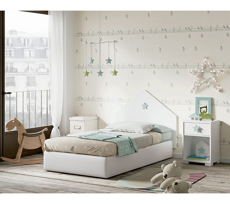 Ensemble De Chambre à Coucher Enfant Coloris Blanc ( Tête De Lit + 2 Chevets )