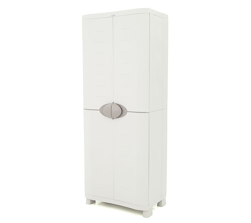 Armoire Meuble De Rangement 2 Portes, Intérieur/extérieur Coloris Beige - L. 70 X P. 45 X H. 184 Cm