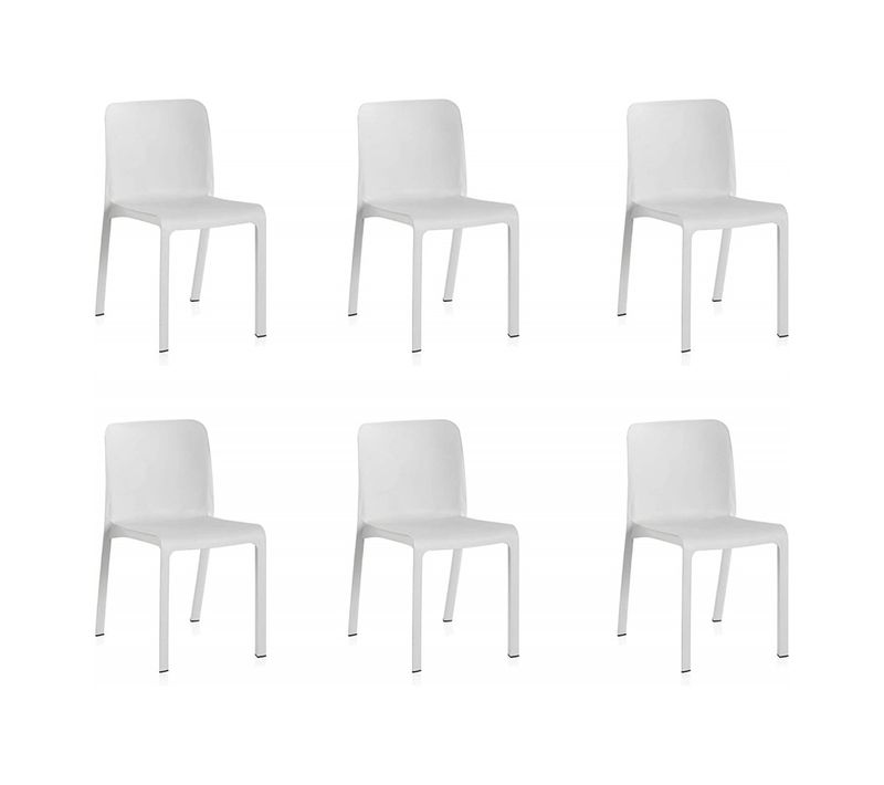 Lot De 6 Chaises De Jardin Empilables En Résine Coloris Blanc - L. 48 X P. 53 X H. 80 Cm