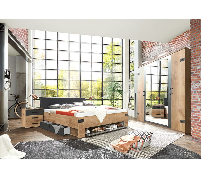 Chambre à Coucher Complète Adulte (lit Queen Size + 2 Chevets + Armoire)