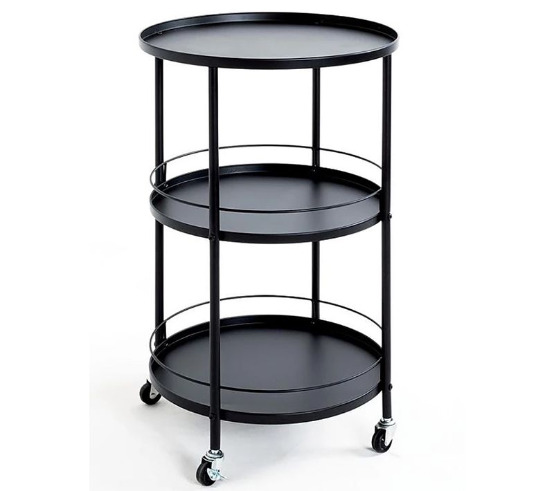 Desserte 3 Niveaux En Métal Coloris Noir - Diamètre 45 X Hauteur 75 Cm