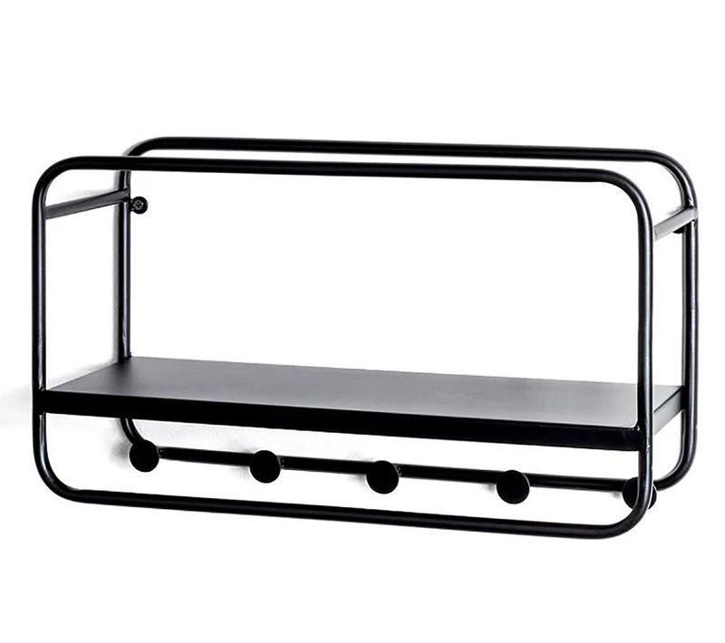 Garde-robe / Vestiaire Murale En Tube D'acier Laqué Noir - L. 45 X H. 25 X P. 15 Cm