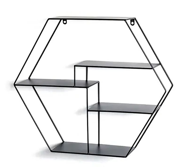 Etagère Murale En Métal Laqué Noir - Longueur 61 X Hauteur 54 X Profondeur 16 Cm