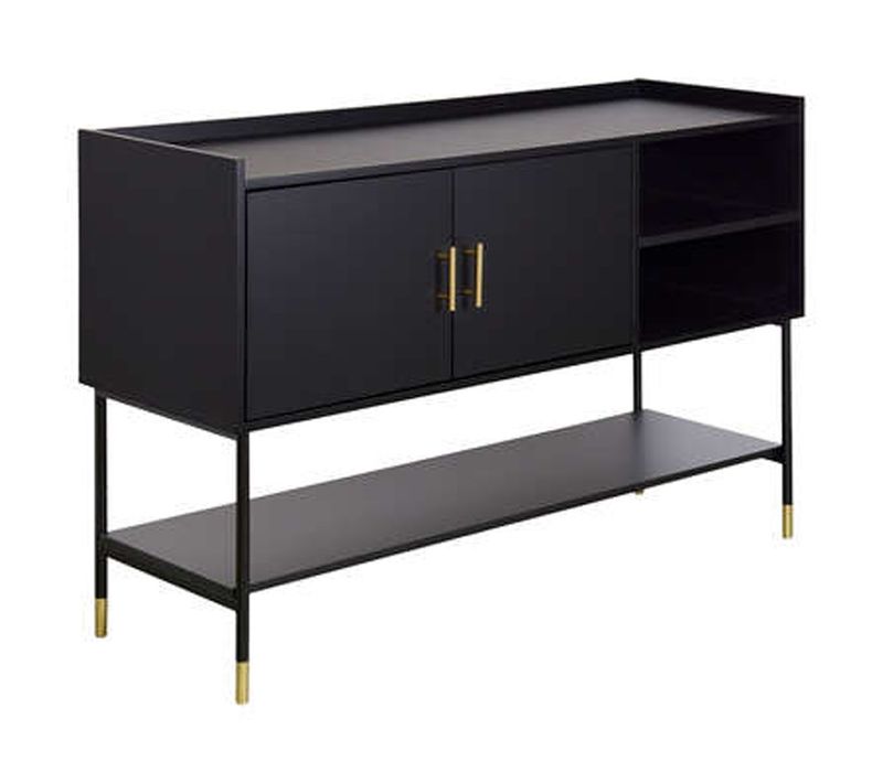 Buffet Avec 2 Portes En Bois / Fer Coloris Noir - Longueur 120 X Profondeur 40 X Hauteur 80 Cm