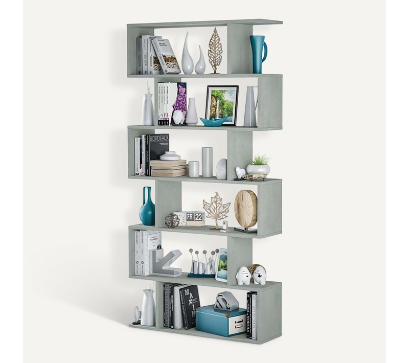 Etagère polyvalente coloris Gris béton - H. 192 X L. 80 Cm X P. 24 Cm
