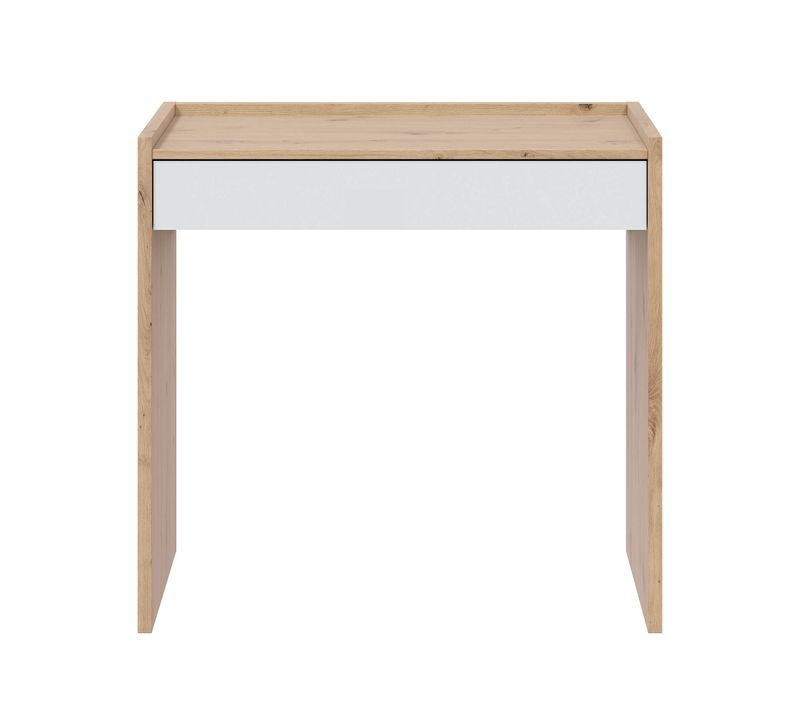 Bureau En Mélaminé Coloris Blanc Artik Et Chêne - Hauteur 81 X Longueur 77 Cm X Profondeur 40 Cm