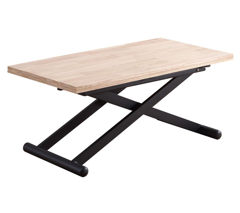 Table Basse Relevable Extensible En Bois Et Métal - L. 110-114 X P. 57-110 X H. 49-76 Cm