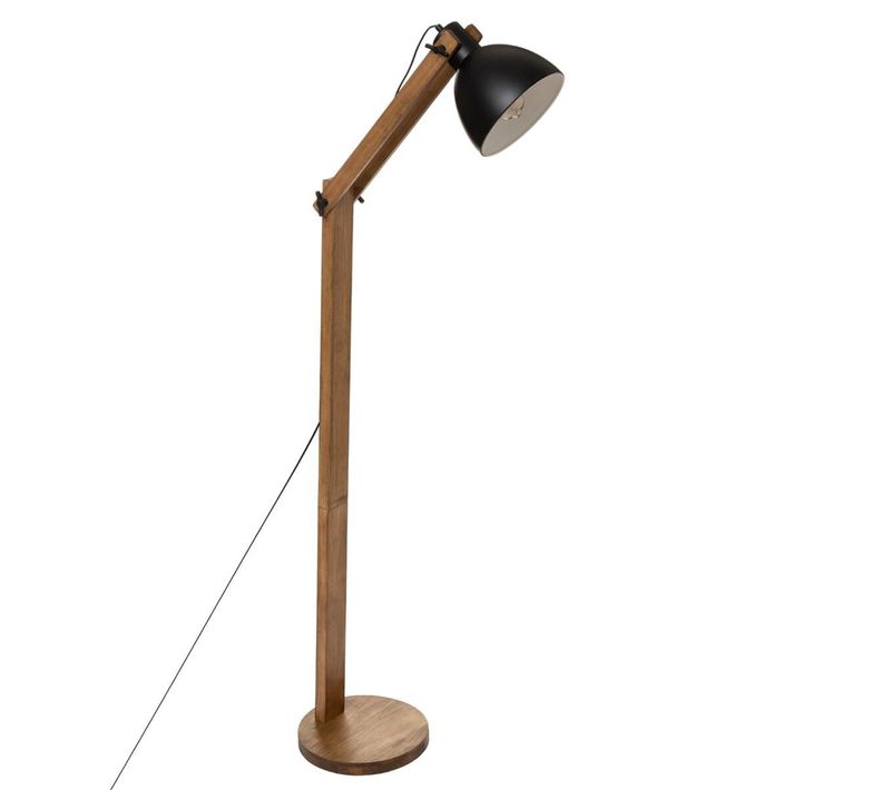 Lampadaire Sur Pieds En Bois De Pin Et Fer Coloris Naturel / Noir- L. 52 X P. 28 X H. 158 Cm