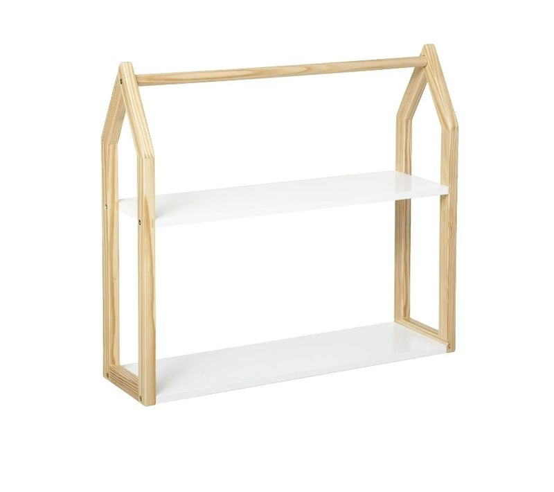 Etagère Pour Enfant En Bois Coloris Blanc / Naturel - Longueur 56 X Profondeur 15 X Hauteur 50 Cm