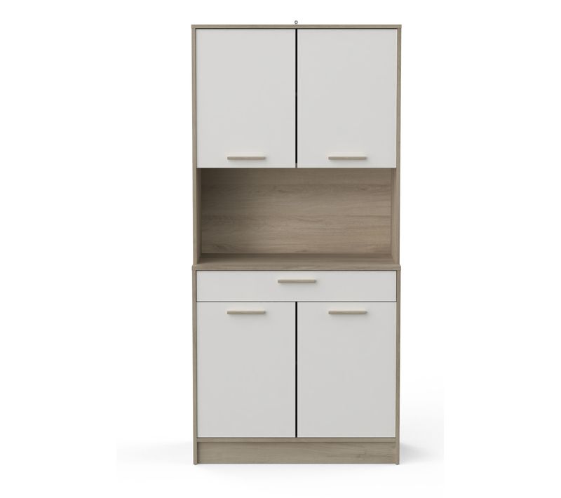 Buffet De Cuisine Coloris Chêne Kronberg, Blanc - Hauteur 176,1 X Profondeur 40 X Longueur 83,3 Cm
