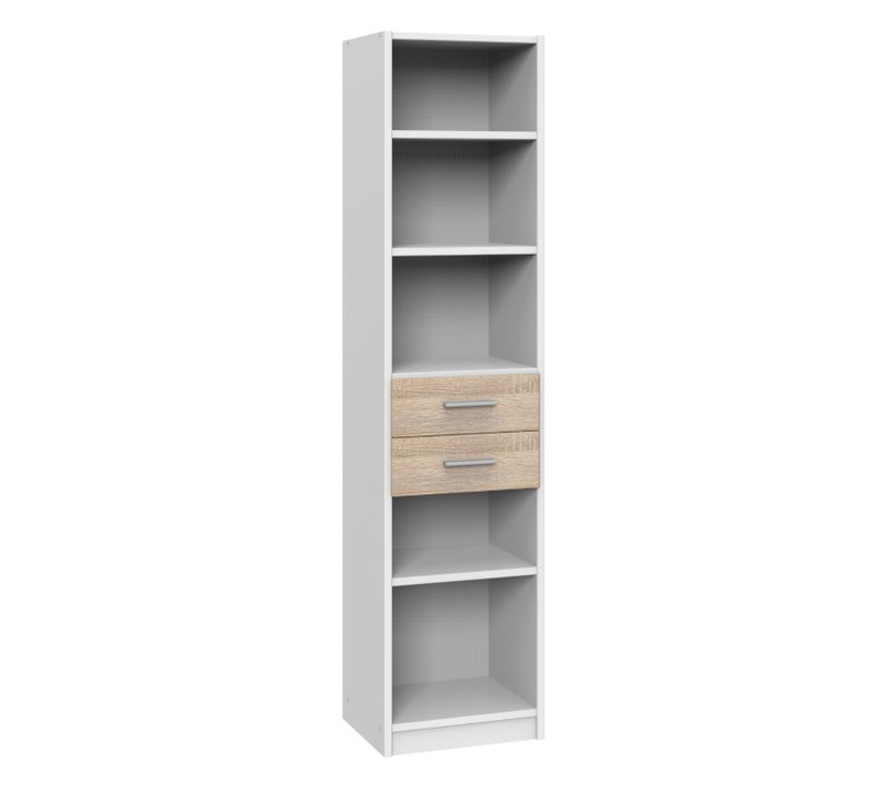 Etagère, Bibliothèque Enfant 2 Tiroirs Coloris Blanc, Rechampis Imitation Chêne