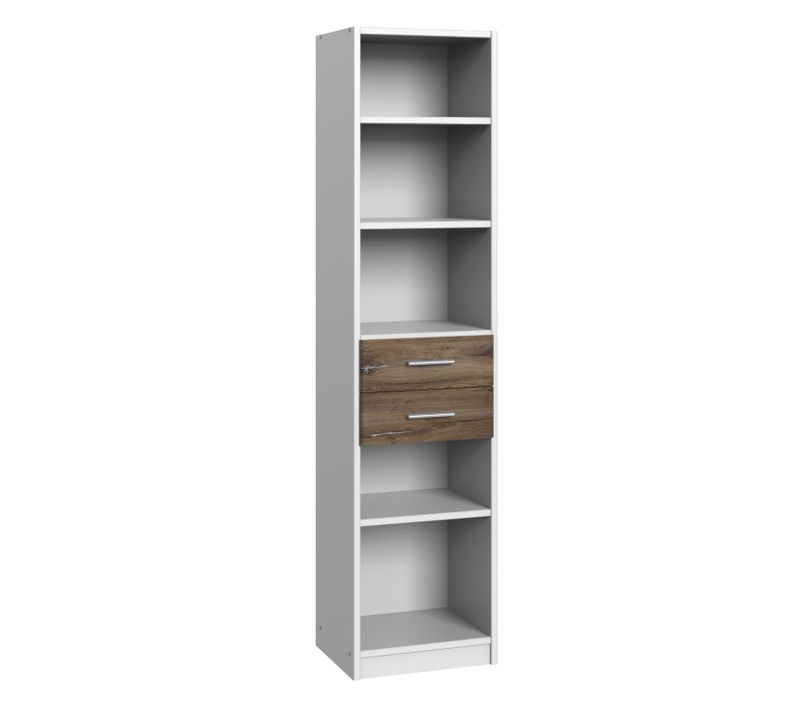 Etagère, Bibliothèque Enfant 2 Tiroirs Blanc, Rechampis Imitation Chêne Flagstaff