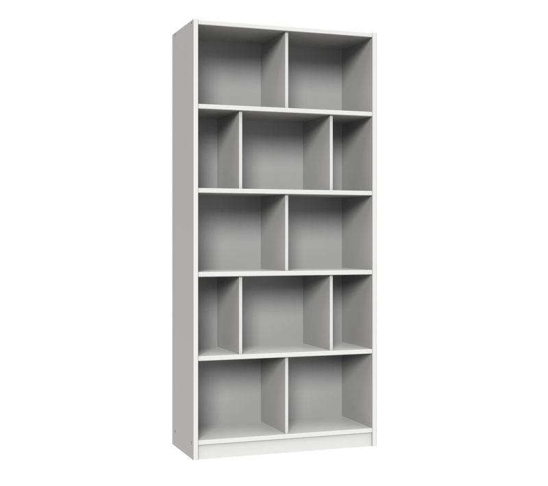Etagère, Bibliothèque Enfant Coloris Blanc, Rechampis Teinte Béton Gris Clair