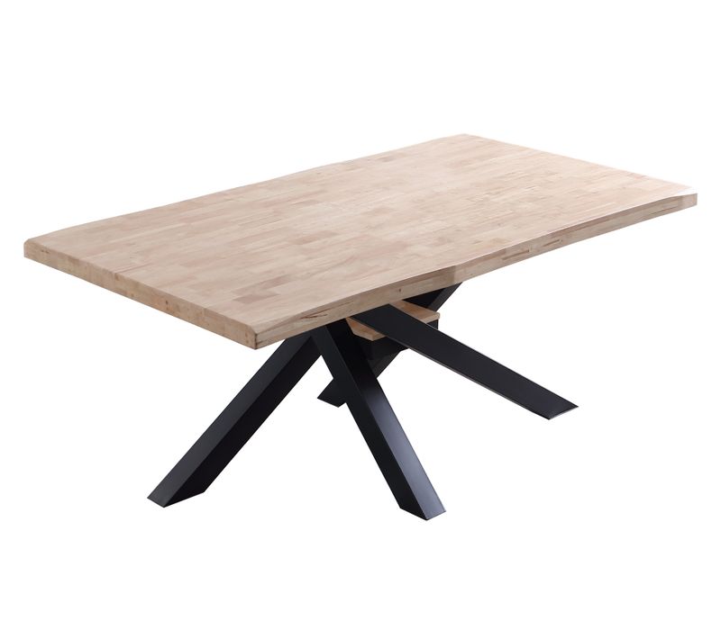 Table à Manger Rectangulaire En Bois De Chêne Avec Pieds En Métal Noir - L. 180 X P. 100 X H. 76 Cm