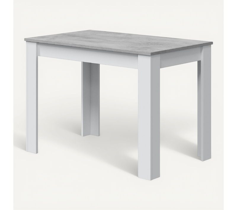 Table à Manger Rectangulaire Coloris Blanc Effet Ciment - L. 109 X P. 67 X H. 78 Cm