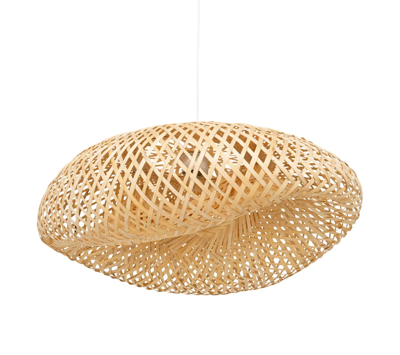 Lampe Suspendue, Suspension Luminaire En Bambou/métal Coloris Naturel - L. 51 X P. 18 X H. 36 Cm