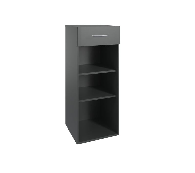 Etagère de Rangement 1 Tiroir et 2 Tablettes Coloris Graphite - L30cm
