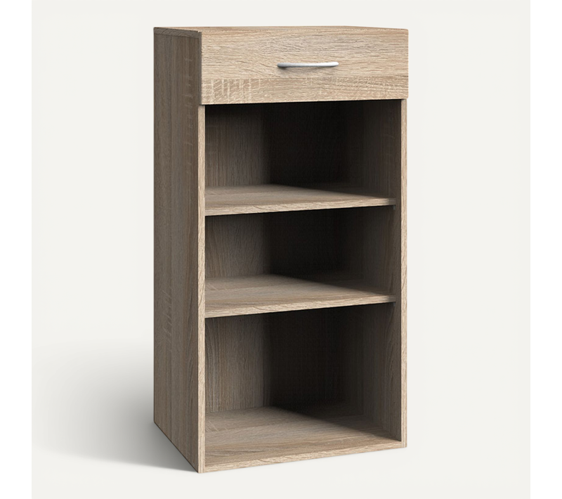 Etagère De Rangement En Mélamine Coloris  Imitation Chêne - L. 50 X H. 98 X P. 40 Cm