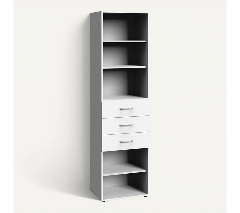 Etagère De Rangement 3 Tiroirs Et 3 Tablettes En Mélamine Coloris Blanc Largeur 50 cm